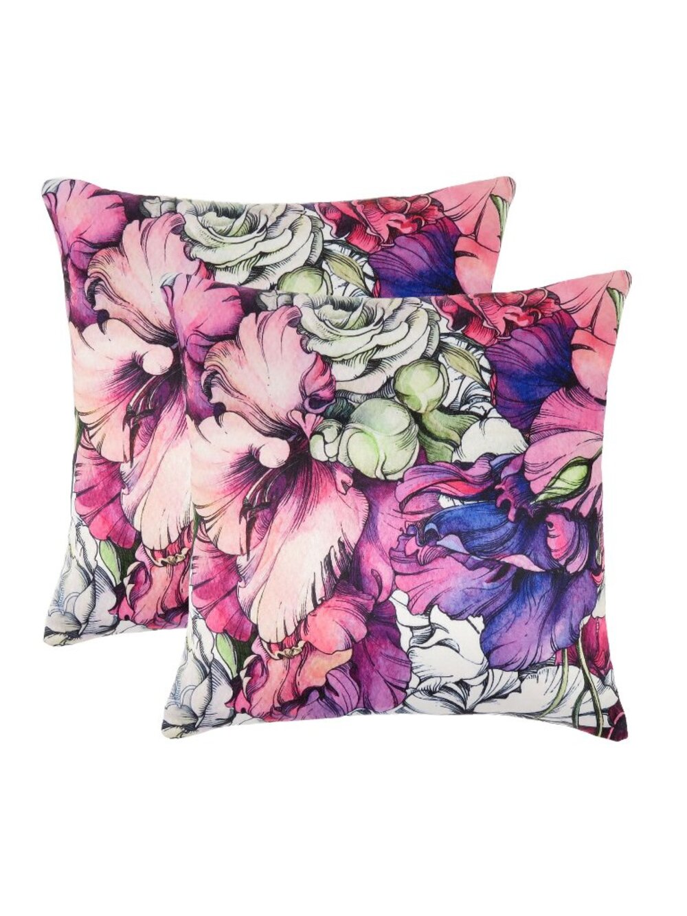 Oussum Decorative Throw Pillow Case Cotton Cushion Cover Floral Pattern Set of 2